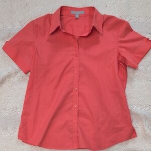Foxcroft Coral Button-Up Short Sleeve Shirt